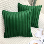 2 Pack 24x24 Pillow Cover Velvet Pillow Covers, Faux Fur Square Throw Pillow Covers for Living Room Decorations Throw Pillow Case, Throw Pillow Cover Cushion Cover for Sofa Bedroom Car, Dark Green