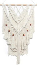 JONKASIPA Macrame Woven Wall Hanging, Bohemian Wall Decor Chic Woven Tapestry Handmade Crafts Tassel Lace Hanging Home Decor Perfect for Bedroom Living Room Apartment (Beige)