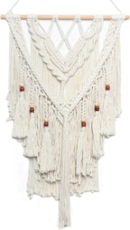 JONKASIPA Macrame Woven Wall Hanging, Bohemian Wall Decor Chic Woven Tapestry Handmade Crafts Tassel Lace Hanging Home Decor Perfect for Bedroom Living Room Apartment (Beige)