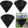 3PCS 12 Inch Cone Shaped Planter Basket Liners Fabric Hanging Plant Liners Non-Woven Planter Liners Black Felt Liners Replacement Inserts for Flower Hanging Baskets Outdoor Plants - Avoid Bird Nesting