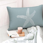 Coastal Pillow Covers 12x20 Set of 2 Blue Coral Starfish Throw Pillows Nautical Ocean Decorations Summer Linen Beach Pillowcase Outdoor Decor Farmhouse Lumbar Cushion Case for Home Living Room