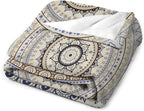 Mandala Throw Blanket Retro Eastern Backdrop Swirled Cosmic Lotus Yoga Boho Artwork Blanket for Sofa Bed Couch Chair Or Dorm 50"x60"