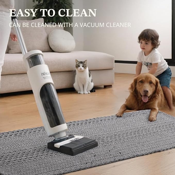 3x5 ft Area Rug - Machine Washable Non-Slip Boho Rug for Living Room, Woven Rug for Bedroom, Dining Room, Home Office - Soft, Lightweight, Stain-Resistant, Soundproof - Grey