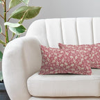 Pink Pillow Covers 12x20 Set of 2 Vintage Floral Rustic Old Style Cute Flower Print Rectangle Decorative Outdoor Pillowcases Seasonal Farmhouse Throw Cushion Case Couch Sofa Bed Decor