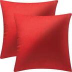 2 Pack 18x18 Pillow Cover Velvet Pillow Covers, Square Throw Pillow Covers for Living Room Decorations Throw Pillow Case, Throw Pillow Cover Cushion Cover for Sofa Bedroom Car, Red Velvet