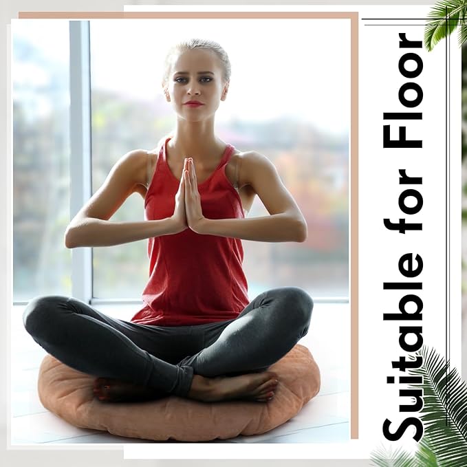 Jerify Floor Pillow Cushions Large Round Square Large Meditation Floor Pillow for Classroom Adult Meditation Picnic Party Seating Learning Daycare School(Round,Light Brown,2 Pcs)