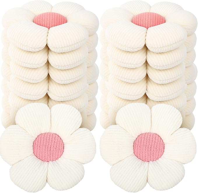 10 Pcs Cute Flower Pillow 15.75 Inch Flower Plush Throw Pillow Aesthetic Decorative Seating Cushion for Spring Back to School First Day of School Sofa Couch Bed Decor(Monochrome,White)