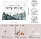 MNASAIOO Christian Mountian Wall Tapestry Hanging for Bedroom, Bible Verse Scripture His Mercies Are New Every Morning Tapestries, Watercolor Wall Decor Banner for Living Prayer Room Church 50x60in