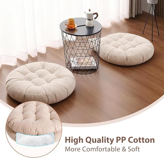 Tiita Outdoor Cushions Square Floor Pillow Thicken Tufted Seat Pad Large Floor Cushion for Yoga Meditation Living Room