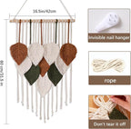 Tiaforza Macrame Wall Hanging Decor Art, Handmade Leaf Feather Woven Boho Wall Tapestry, Ideal Decor for Apartment, Bedroom, Living Room, Office, and Dining Area, Size 16.5"x29.5"
