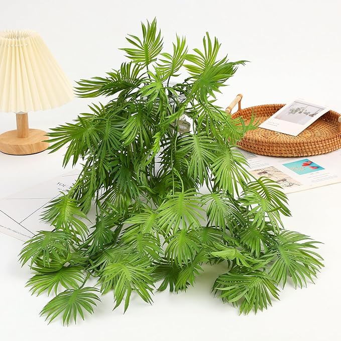 CATTREE Artificial Hanging Plants Fake Boston Vines Ferns Ivy Plant, Faux Vine Greenery Leaves Rattan for Outdoor UV Resistant for Wall Indoor Hanging Baskets Wedding Party DIY Garland Décor - 4 Pack