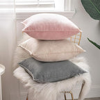 MIULEE Cream White Velvet Throw Pillow Covers 26x26 Soft Decorative Solid Square Euro Sham Cushion Cases Pack of 2 Modern Luxury Home Decor for Couch, Sofa, Bedroom