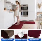 KitchenClouds Kitchen Mats for Floor,3PCS Kitchen Rugs,Non Slip Anti Fatigue Mats for Kitchen Floor,Waterproof Sink Mat,Cushioned Standing and Comfort Mats for Office,Red