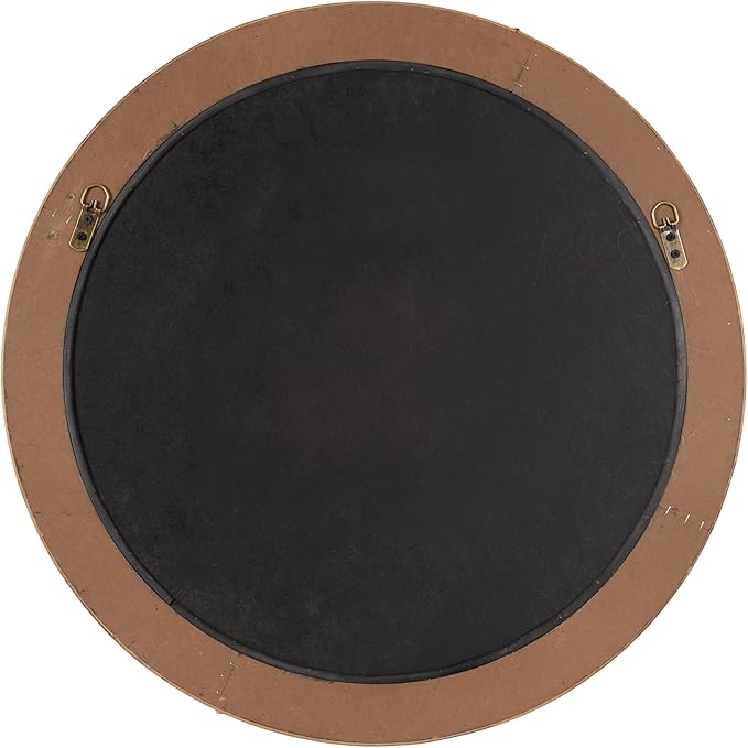 Kate and Laurel Laalima Boho Woven Round Mirror, 26 Inch Diameter, Rustic Brown, Decorative Circle Mirror with Authentic Water Hyacinth Frame for Coastal Mirror Decor