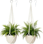 2Pcs Macrame Plant Hanger Plant Hanger Indoor Hanging Planters for Indoor Plants Decorative Modern Style Hand Knotted Woven Cotton Rope for Boho Home Decor No Tassels