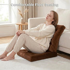 Meditation Floor Pillow Set of 2, Large Velvet Floor Pillows for Sitting, Tufted Floor Seating Cushions for Adults, Big Pillows for Yoga & Living Room, 22x22 Inch, Brown
