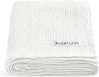 meowcards Muslin Swaddle Blankets for Baby, Unisex Baby Boys Girls Essentials, Large 47 x 47 inches, Boho Receiving Blankets Newborn Registry Must Haves (White, Simple)