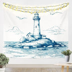 Erosebridal Lighthouse Tapestry Nautical Tapestries Sea Wave Seagull Sea Landscape Bedding Throw Blanket Mountain Leaves Branches Summer Wall Hangings Fashion Popular Small 51x59