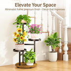 LASZOLA Black 3 Tier Tall Metal Plant Stand Indoor for Large Planter, Heavy Duty Wrought Iron Vertical Big Flower Rack, Sturdy Spiral Multiple High Organizer for Modern Patio House Bathroom Corner