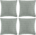 Fancy Homi 4 Packs Grey Blue Decorative Throw Pillow Covers 22x22 Inch for Living Room Couch Bed Sofa, Rustic Farmhouse Boho Home Decor, Soft Striped Corduroy Square Cushion Case 55x55 cm