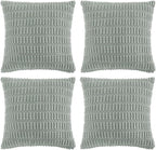 Fancy Homi 4 Packs Grey Blue Decorative Throw Pillow Covers 22x22 Inch for Living Room Couch Bed Sofa, Rustic Farmhouse Boho Home Decor, Soft Striped Corduroy Square Cushion Case 55x55 cm