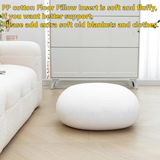 Asuprui Soft Floor Pillow Large Floor Cushion for Sitting Fur Meditation Pillow Premium Yoga Pillow for Living Room Bedroom Balcony Outdoor (Snow Coffee Floor Pillow with Insert)