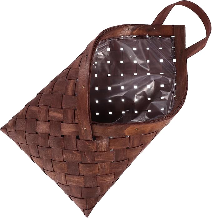 UPKOCH Rustic Woven Wall Storage Basket 12X2.5X12 Inches Hanging Planter for Flowers Fruits Vegetables Multi-Functional Decorative Organizer