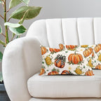 Kawani Fall Lumbar Pillow Covers 12X20 Inch Buffalo Plaid Polka Dot Pumpkins Leaves Decorative Pillow Cases Set of 2 Autumn Harvest Thanksgiving Farmhouse Throw Pillows for Cushion Sofa Couch Outdoor