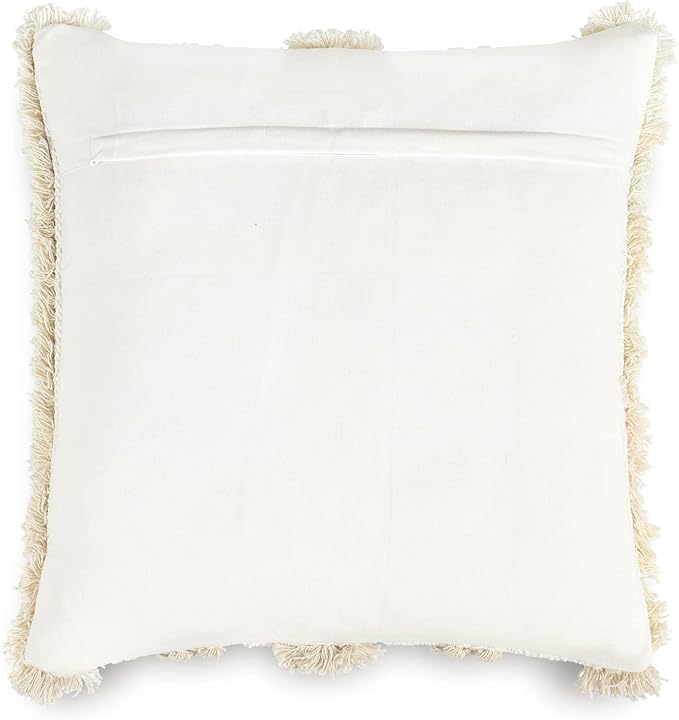 Lush Decor Wilbur Tufted Cotton Decorative Throw Pillow Cover, 20" W x 20" L, Ivory - Square Pillow Cover - Throw Pillows For Bed, Couch, Or Chair