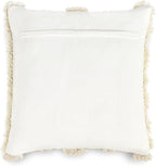Lush Decor Wilbur Tufted Cotton Decorative Throw Pillow Cover, 20" W x 20" L, Ivory - Square Pillow Cover - Throw Pillows For Bed, Couch, Or Chair