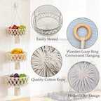 3 Tier Hanging Fruit Basket, Macrame Hanging Basket for Fruit and Vegetable Storage, Cotton Rope Woven Baskets, Boho Wall Baskets Organizing Hanging Plant Holder for Indoor Kitchen Decor