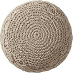 Ornavo Home Pouf Ottoman Foot Rest - 100% Cotton Pouffe - Hand Knitted Macrame Braid - Boho Round Stuffed Ottoman for Living Room, Bedroom - Beige