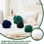 Uvvyui Knot Pillow Ball, Soft Home Decorative Pillows, Round Throw Pillow, Handmade Knotted Plush Pillow, Round Boucle Pillow Cushion (8.6 Inches Dark Green)