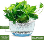 Dexceder 9.8 Inch Self Watering Hanging Planters Indoor Outdoor, Thickened Hanging Basket Flower Plant Pot (2 Pack, White)