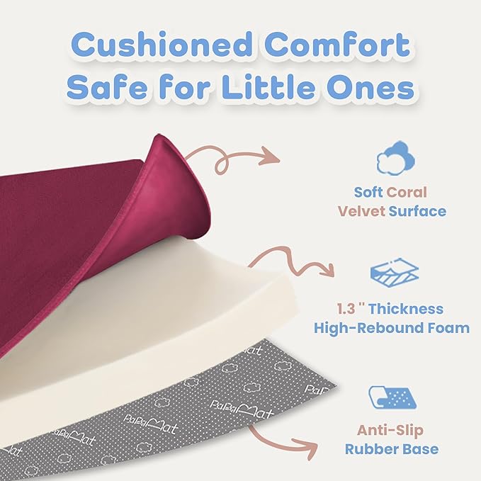 1.3" Thick Baby Play Mat for Floor, 79x79 Playpen Mat, Pro Soft Flannel Foam Mats Toddler Infant Kids Crawling for Nursery Rug Playroom Living Room Waterproof Easy Care Non-Slip (Burgundy)