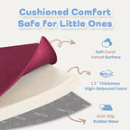 1.3" Thick Baby Play Mat for Floor, 79x79 Playpen Mat, Pro Soft Flannel Foam Mats Toddler Infant Kids Crawling for Nursery Rug Playroom Living Room Waterproof Easy Care Non-Slip (Burgundy)
