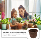 Yardwe Small Seagrass Storage Basket Woven Planter for Indoor Outdoor Use Decorative Wicker Plant Pot Container for Home Organization and Flower Display 5.90X4.72X4.72 Inch