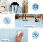 GarveeHome 4x6 Blue Scalloped Washable Area Rug for Girls Bedroom, Solid Floral Soft Nursery Rug Non Slip Low Pile Small Carpet Stain Resistant Throw Rug for Dorm Kids Room Office Dining