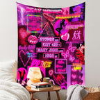Pink Trippy Tapestry Blacklight Hippie Hippy Wall Tapestry for Bedroom Weed Tapestries for Stoners Trippy Room Decor Marijuana Cannabis Accessories Smoking Man Cave Room Decor Weed Accessories 29”x37”