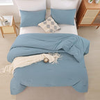 ROSGONIA Comforter Full Size for Boys Teen Girls Dusty Blue, 3pcs (1 Boho Comforter & 2 Pillowcases), Lightweight Dorm Bedding Soft All Season Bed Set