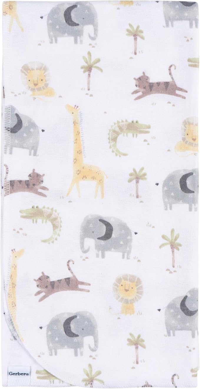 Gerber Unisex Baby 100% Cotton Flannel Receiving Blankets 30x30 Inches (Pack of 16), Animals + Geos Neutral, One Size