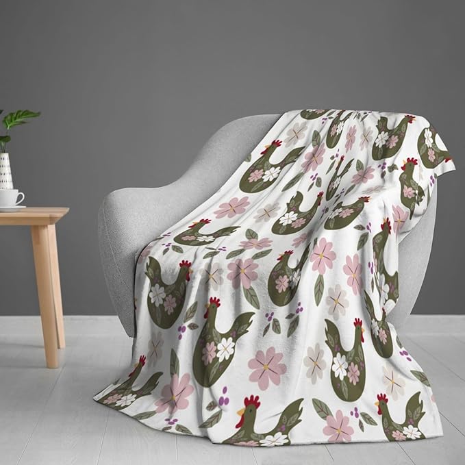 Easter Chicken Throw Blanket, 320gsm Fluffy Cozy Soft Warm Plush Lightweight Decorative Blanket Gifts for Women Men Girls Boys Kids Baby, Blankets Quilt for Bed Sofa Chair Couch (80"x60")