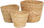 Woven Basket, Hand Woven Containers Flower Pots Boho Indoor Planter Decorative Flower Storage Organizer for Home Office Decoration (Large)