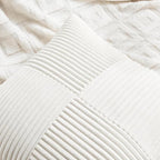 Fancy Homi 2 Packs Cream White Euro Decorative Throw Pillow Covers 26x26 Inch for Couch Bed Sofa, Farmhouse Boho Home Decor, Soft Corss Corduroy Patchwork Textured Square Cushion Case 66x66 cm