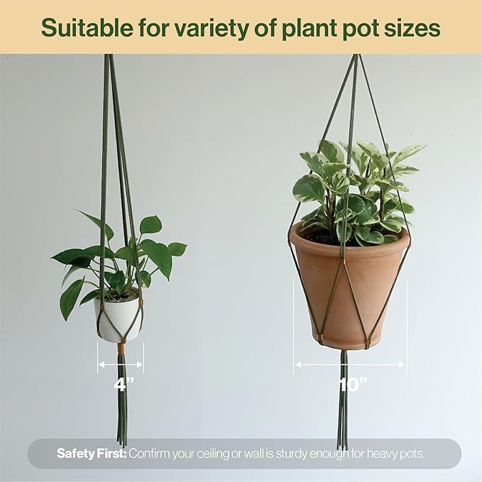 Macrame Plant Hanger Polyester Rope 42 Inch Outdoor Indoor Adjustable Hanging Planter for up to 10 Inch Plant Pot Modern Boho Home Decor (1, Forest Green/Burnt Orange)