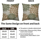 Brown Green Pillow Covers 18X18 Inch Set of 2, Spring Summer Floral Dahlia Flower Cream Decorative Throw Pillow Covers Outdoor Modern Farmhouse Cushion Case for Home Couch Sofa Bed Decor