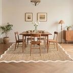 GarveeHome Scalloped Washable Rug 6x9 Rugs for Living Room Modern Brown Nursery Rug Large Area Rug for Bedroom Non Slip Throw Rugs Soft Low Pile Stain Resistant Carpet for Classroom 6'x9' Light Brown