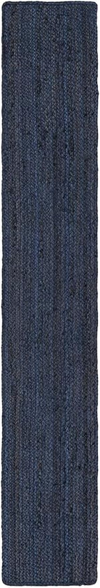Unique Loom Braided Jute Collection Area Rug - Dhaka (1' 2" x 8' Table Runner, Navy Blue)