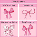 Pink Bow Tapestry - Coquette Pink Bow Tapestries, Girly Aesthetic Wall Hanging, Wall Blanket Room Decor, Bow Knot Aesthetic Bedroom Decor for Teen Girls Room, Bedroom, Dorm, Apartment Decor - 50 x 60 Inches
