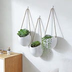 Set of 3 Ceramic Hanging Planters for Small Plants & Artificial Greenery, Wall Decor for Bathroom Living Room Bedroom Home Office Corridors